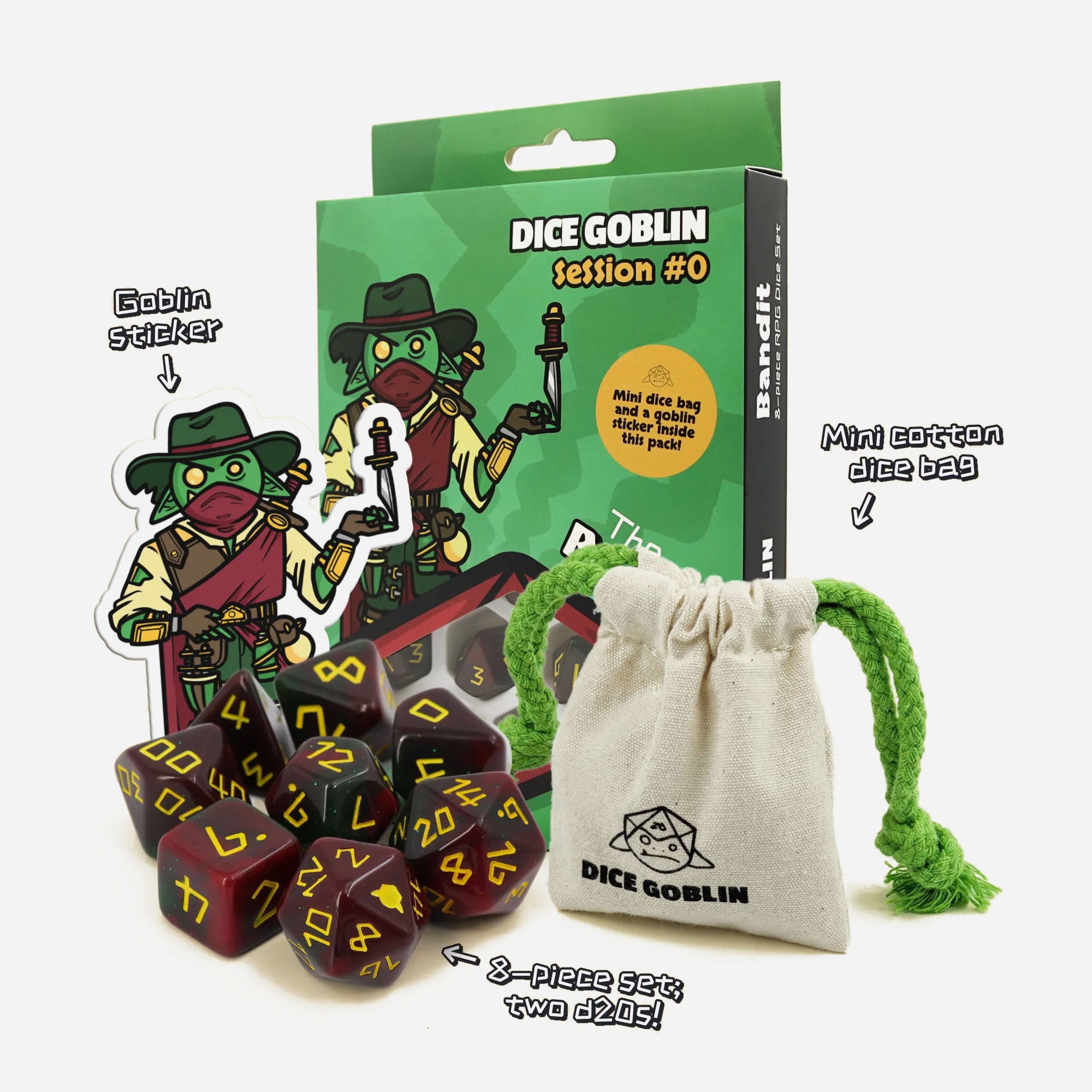 Dice Goblin Dice set - Session 0 - The Bandit - Made In Camelot