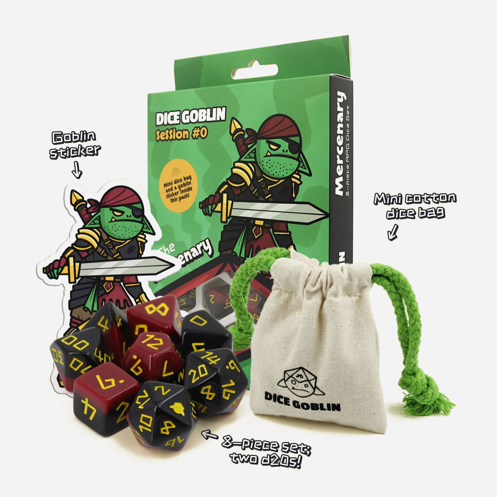 Dice Goblin Dice set - Session 0 - The Mercenary - Made In Camelot